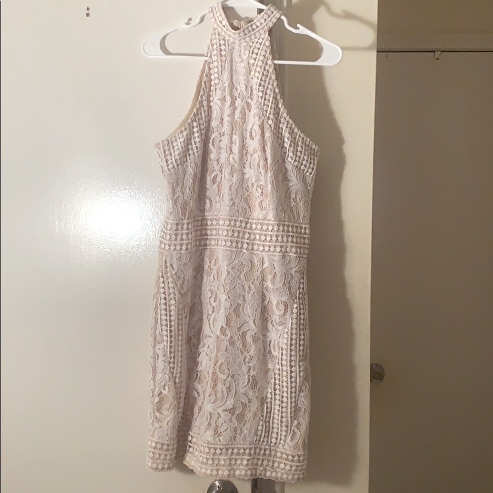White and tan dress